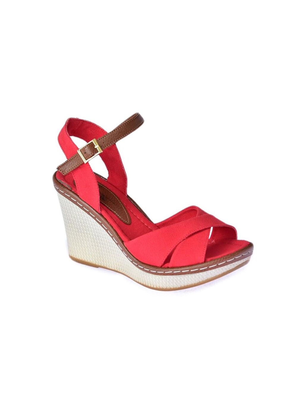 9674040205 Kırmızı Dolgu Taban Kadın Ayakkabı-2