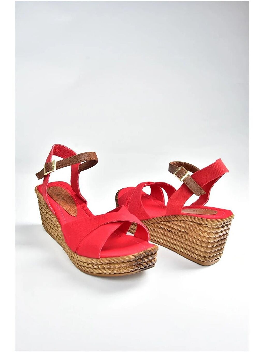 9674040205 Kırmızı Dolgu Taban Kadın Ayakkabı-3