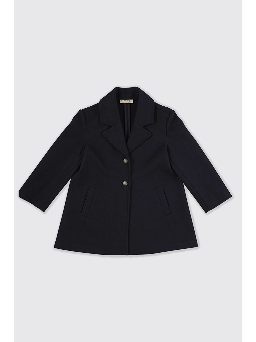 Kız Çocuk Düğmeli Lacivert Kaban-2