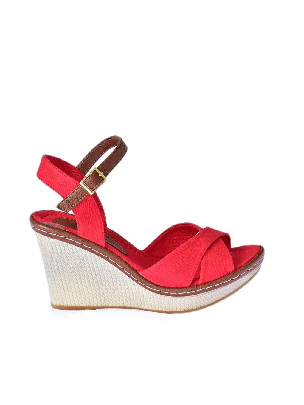 9674040205 Kırmızı Dolgu Taban Kadın Ayakkabı-4