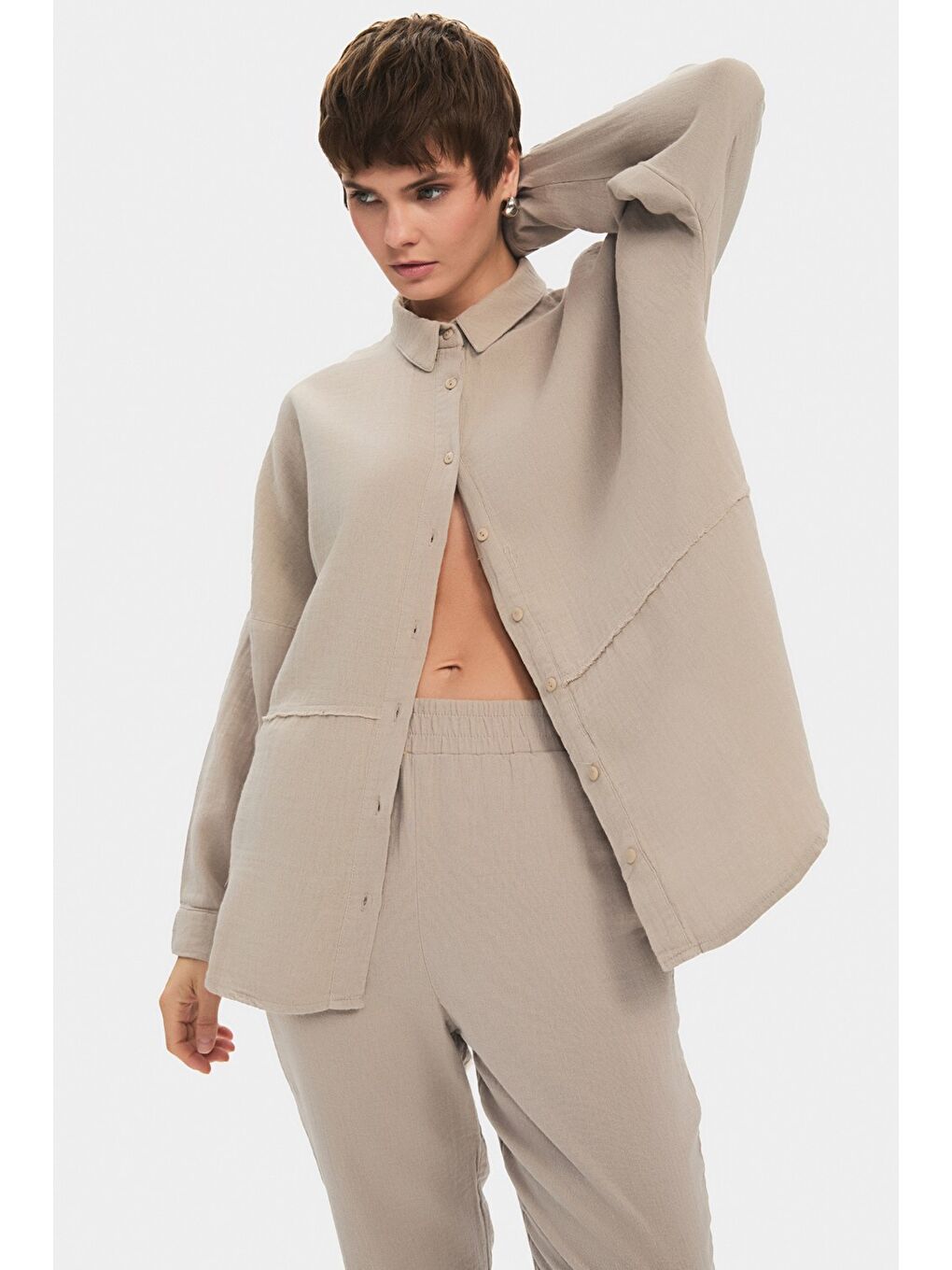 Bej Gömlek Pantolon Takım-3