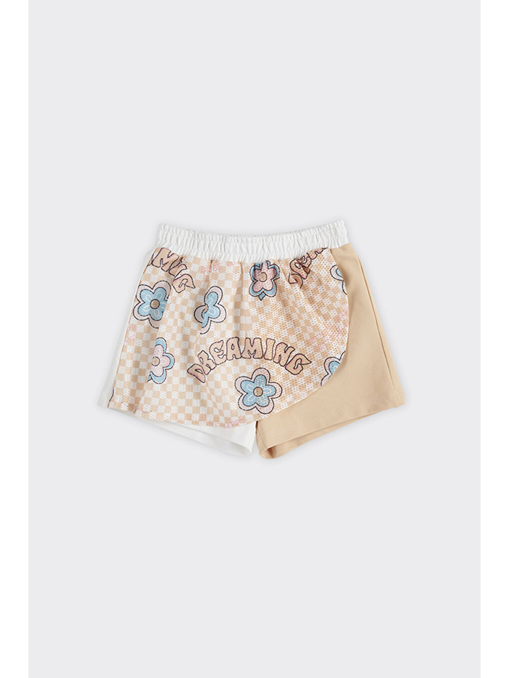 Pembe Kız Çocuk File Detaylı Somon Şort Etek-1