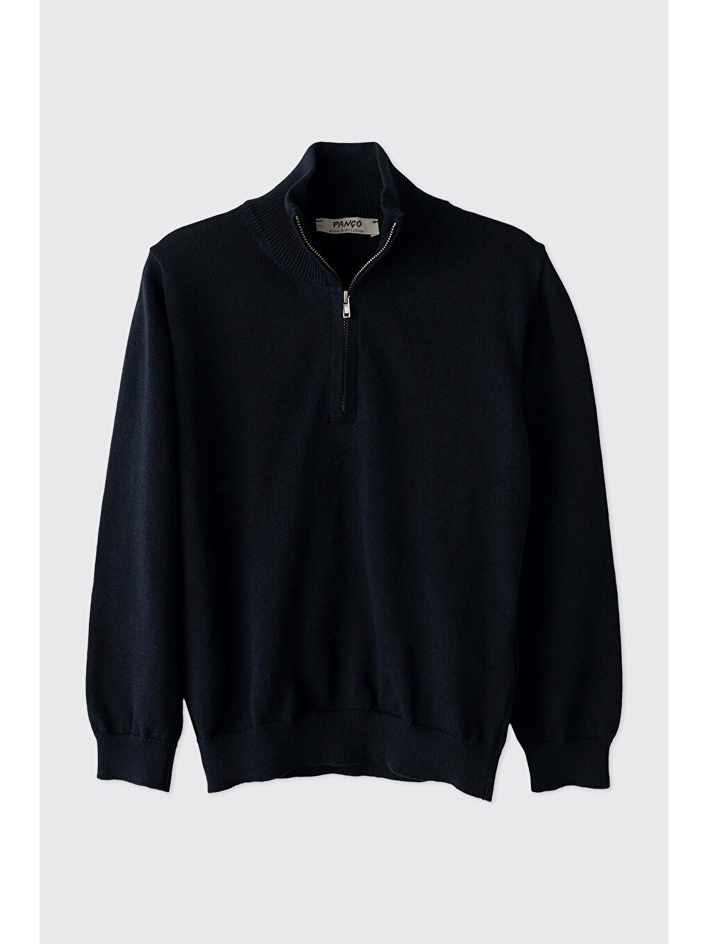 Erkek Çocuk Dik Yakalı Yarım Fermuarlı Lacivert Triko-2