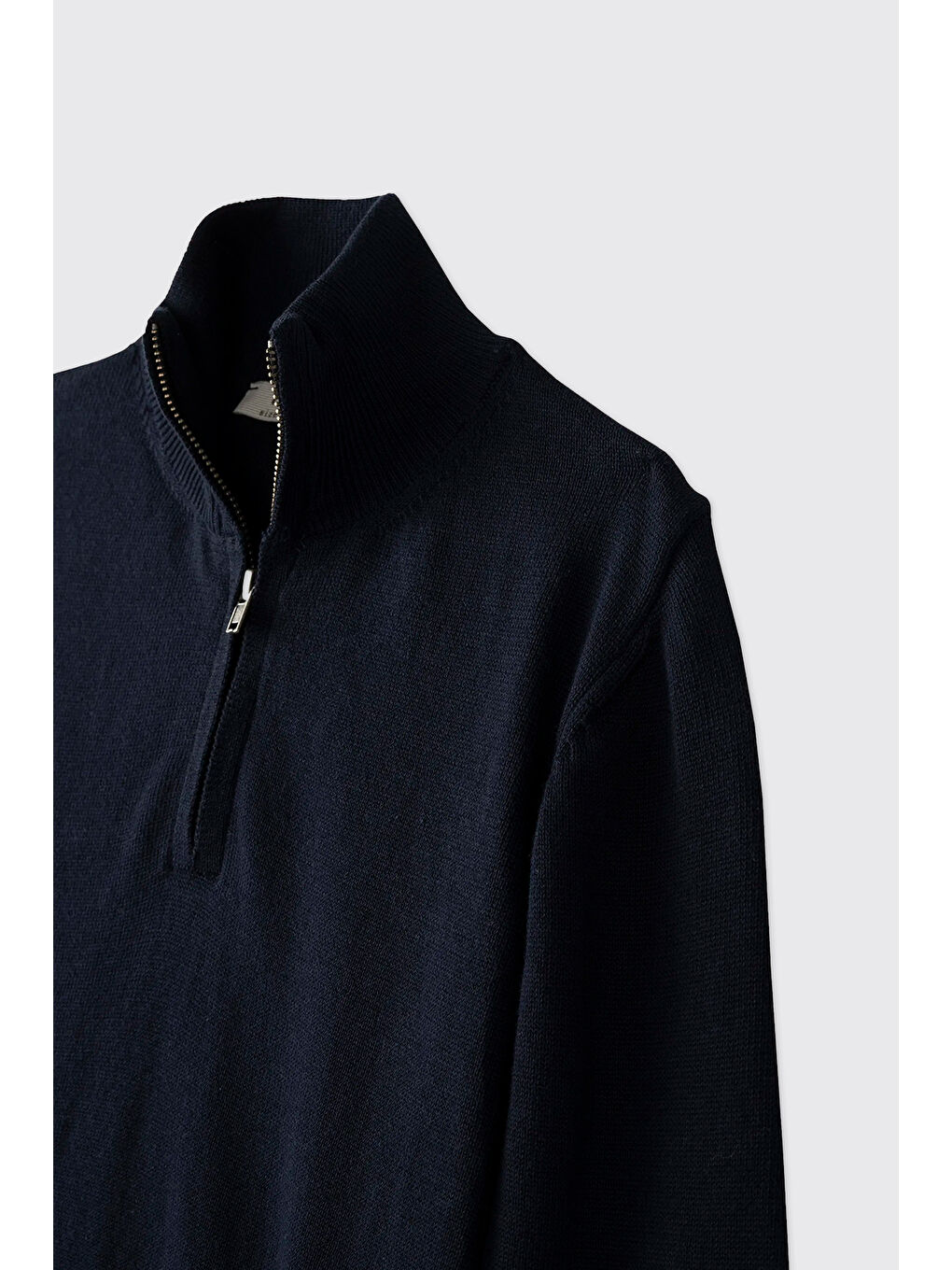 Erkek Çocuk Dik Yakalı Yarım Fermuarlı Lacivert Triko-4