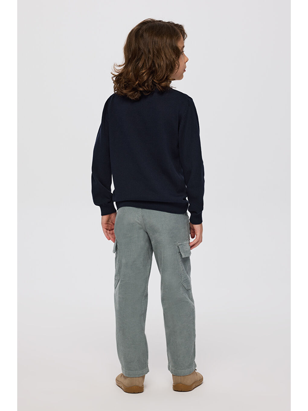 Erkek Çocuk Dik Yakalı Yarım Fermuarlı Lacivert Triko-6