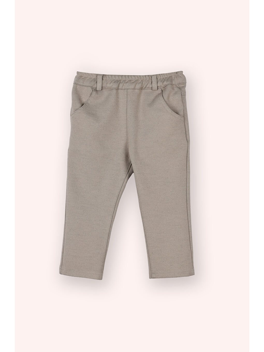 Bej Erkek Bebek Beli Lastikli Yumaşak Dokulu Cepli Örme Taş Pantolon