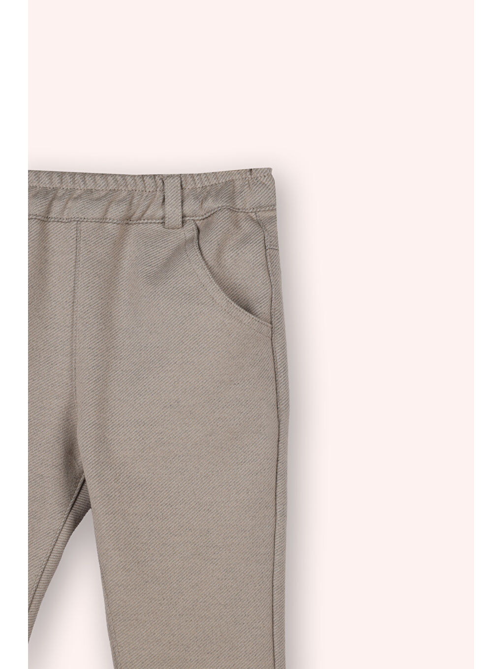 Bej Erkek Bebek Beli Lastikli Yumaşak Dokulu Cepli Örme Taş Pantolon-1