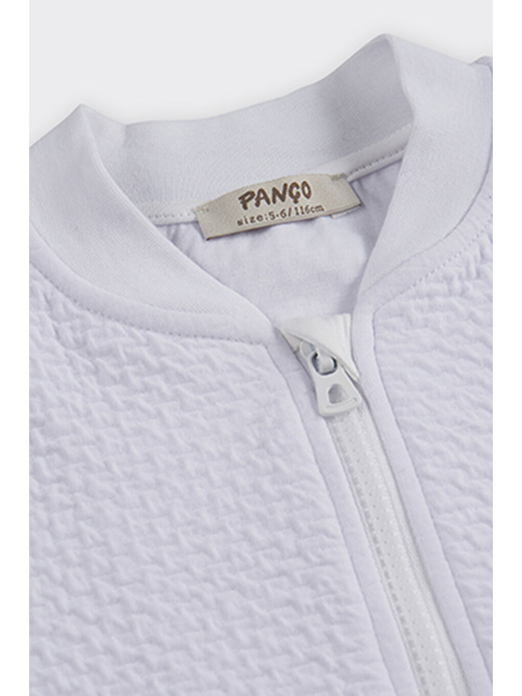 Kız Çocuk Dokulu Fermuarlı Beyaz Sweatshirt-3