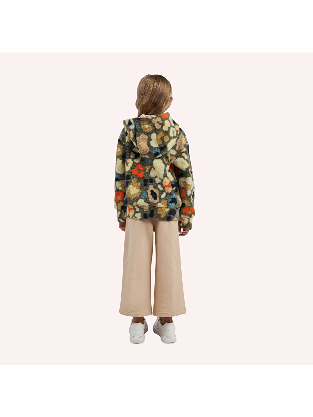 Kız Çocuk Desenli Fermuarlı Yeşil Pelüş Ceket-1