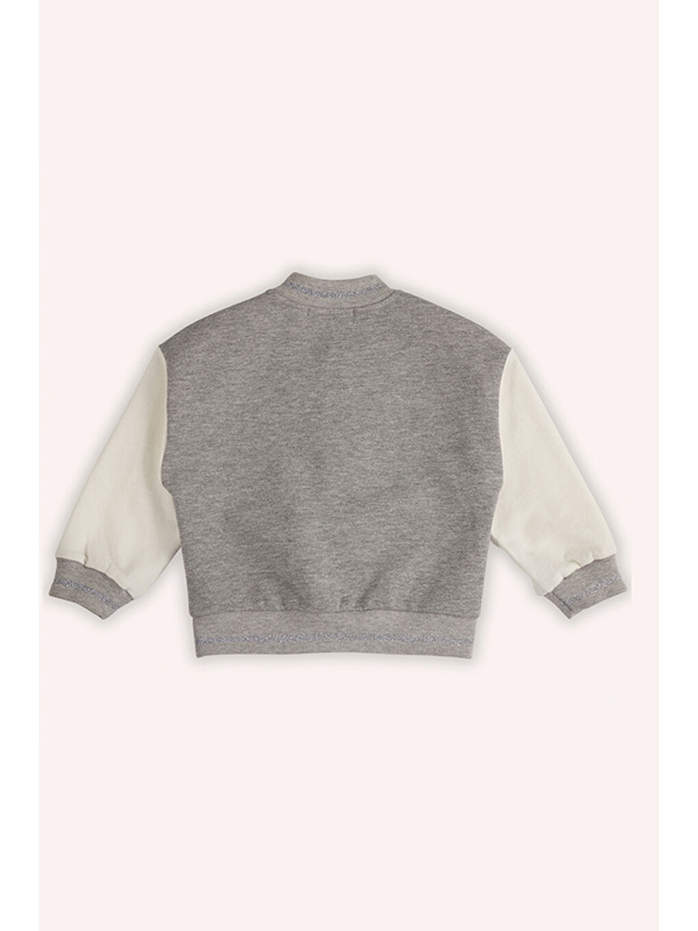 Kız Bebek Nakış Detaylı Örme Gri-Melanj Ceket-1