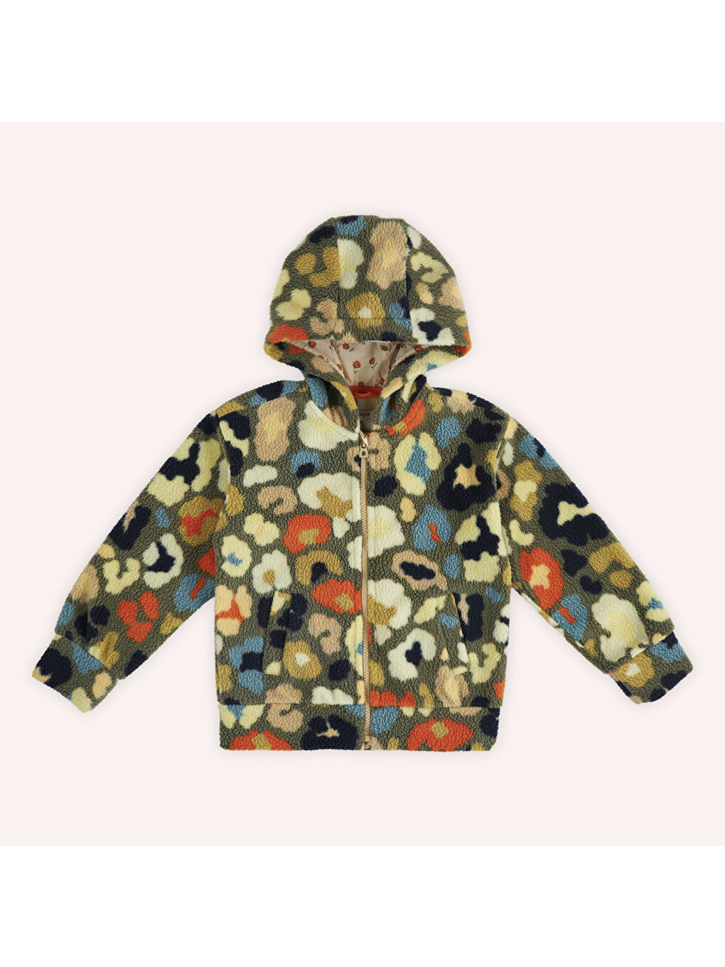 Kız Çocuk Desenli Fermuarlı Yeşil Pelüş Ceket-2