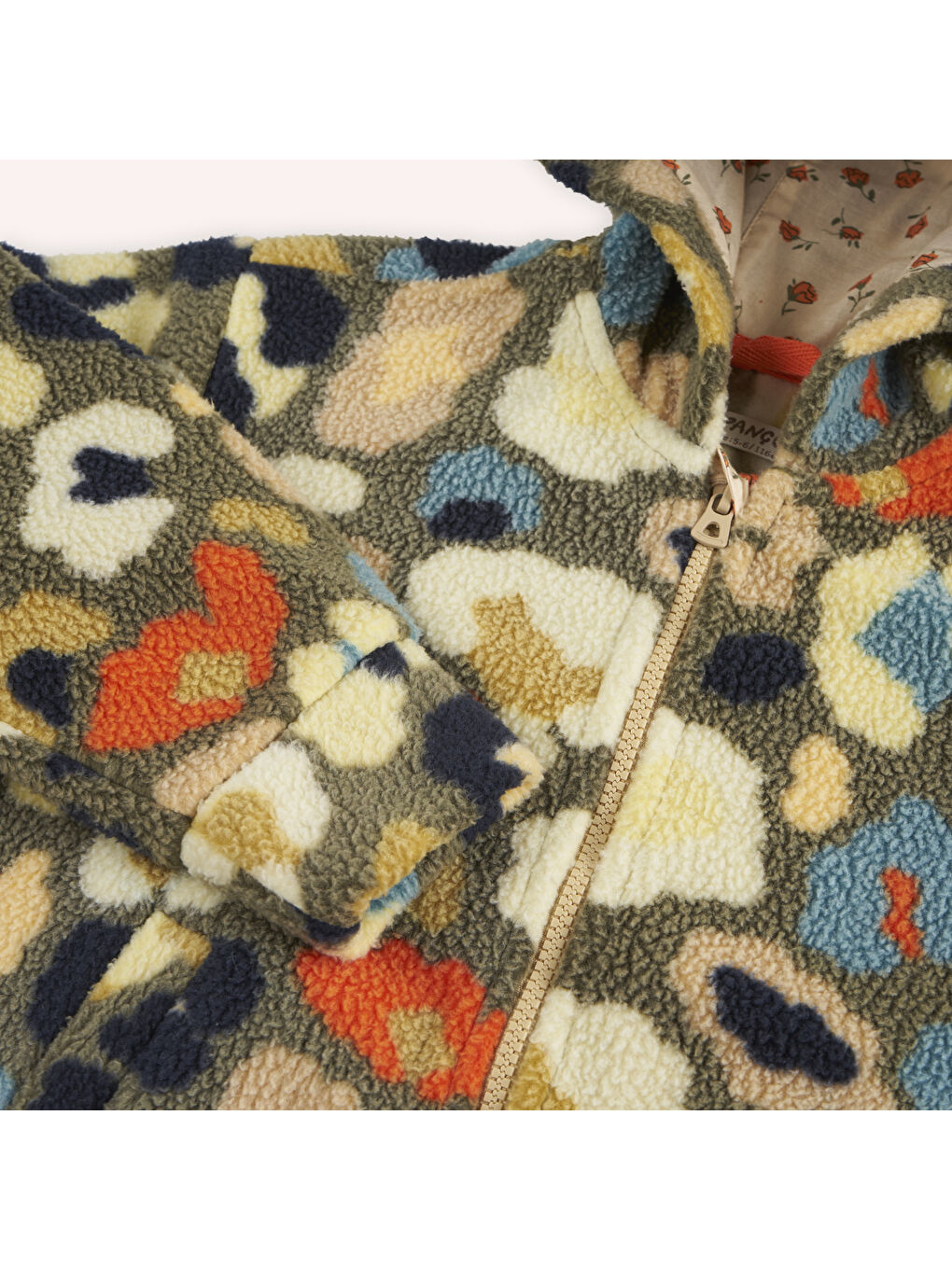 Kız Çocuk Desenli Fermuarlı Yeşil Pelüş Ceket-5