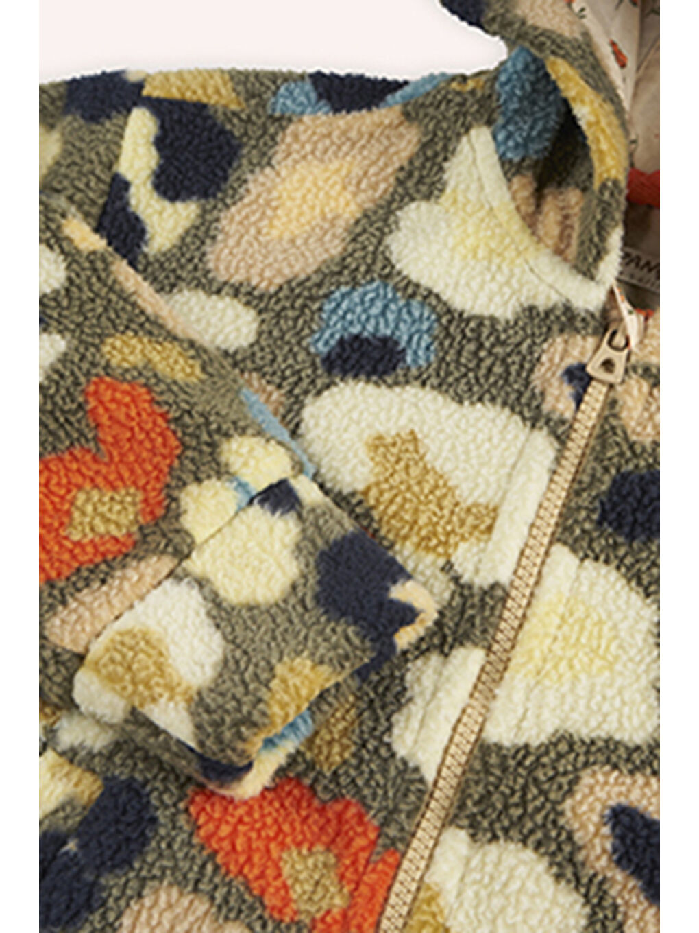 Kız Çocuk Desenli Fermuarlı Yeşil Pelüş Ceket-6