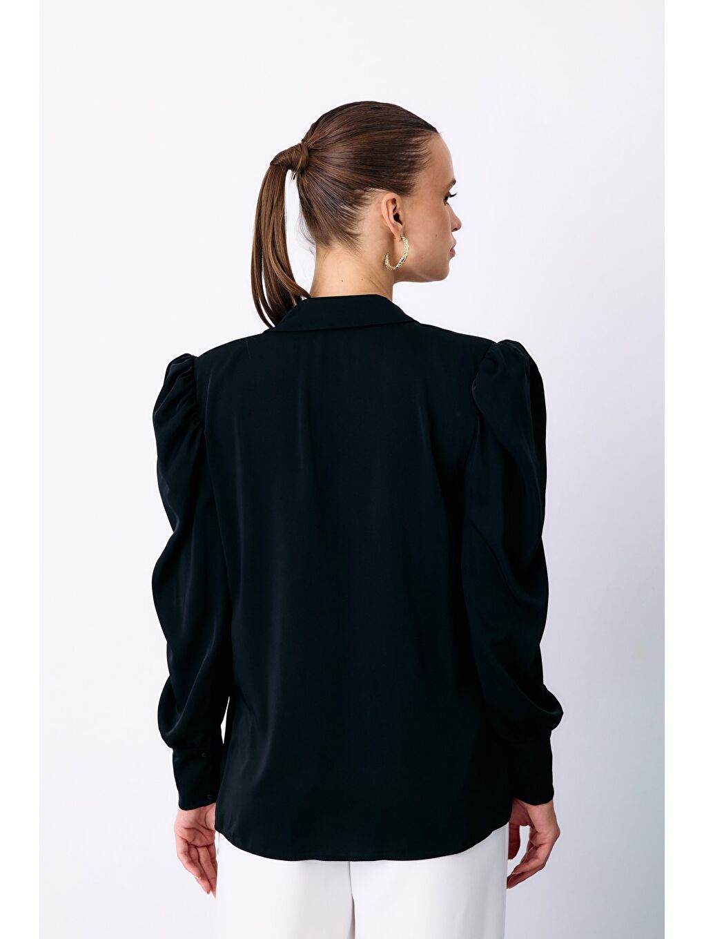 Vatkalı Klasik Gömlek - Siyah-4