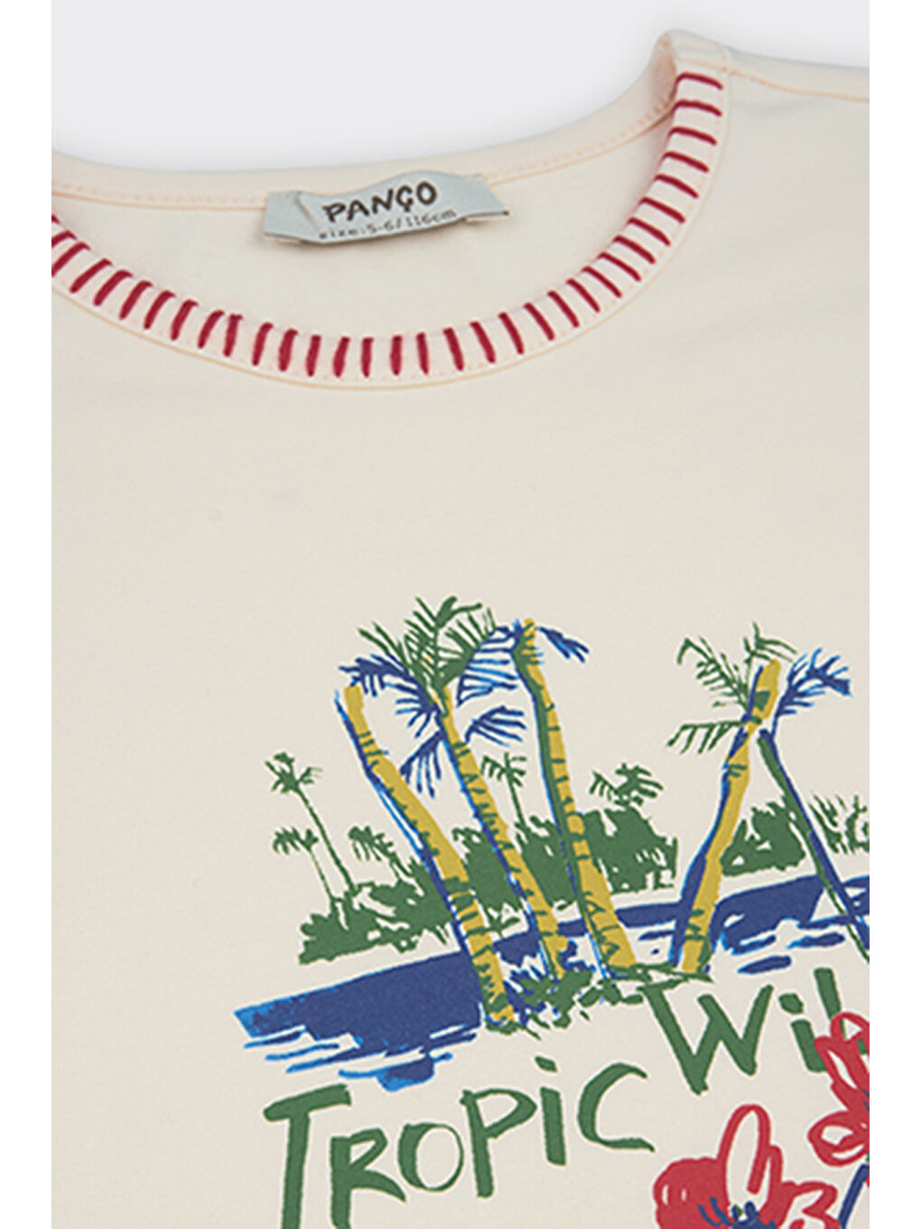 Kız Çocuk El İşi Detaylı Bej Tişört-3