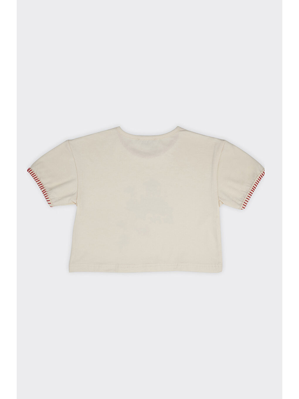 Kız Çocuk El İşi Detaylı Bej Tişört-4