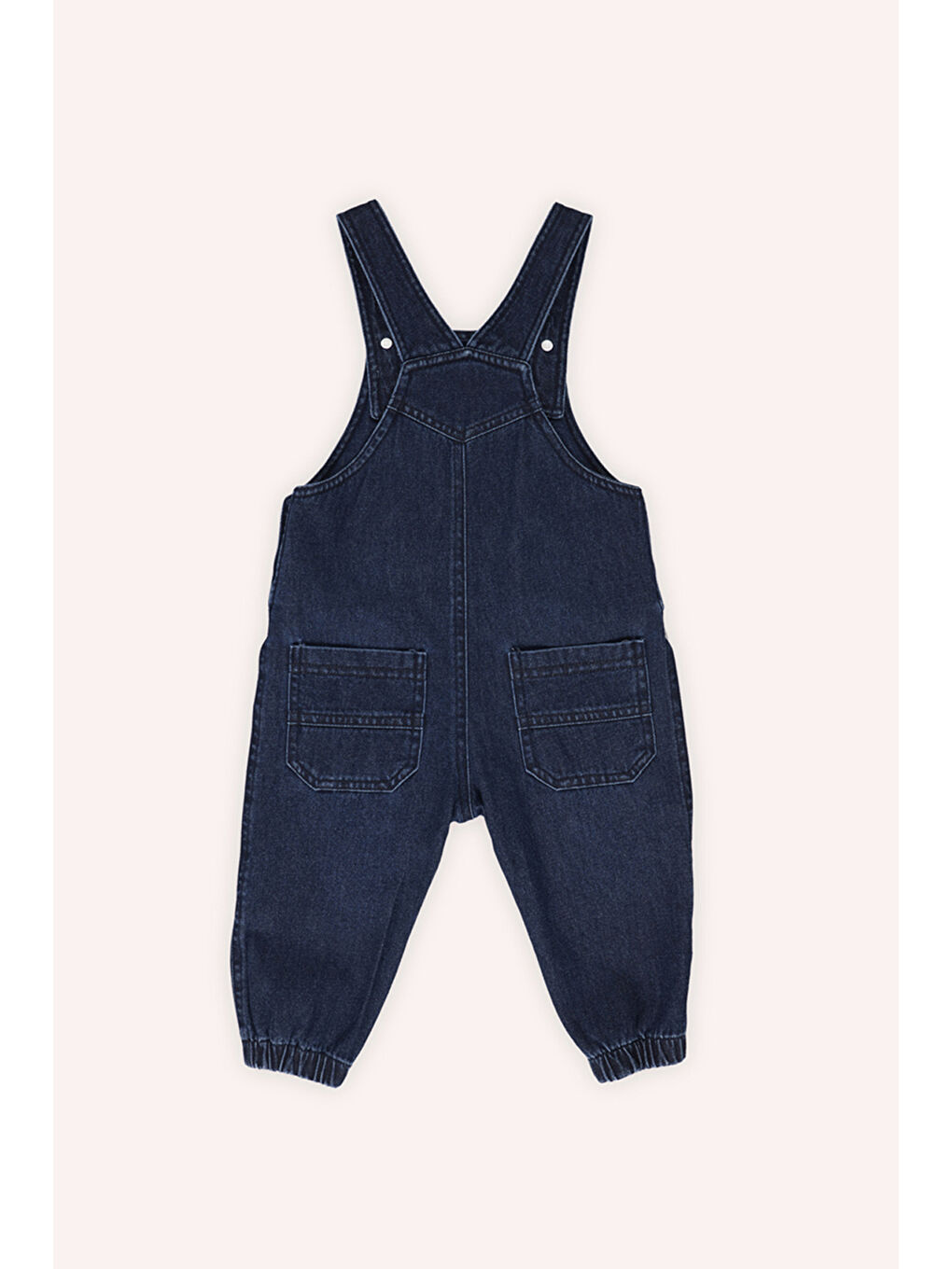 Erkek Bebek Ekose Kumaş Garnili Lacivert Jean Salopet-2