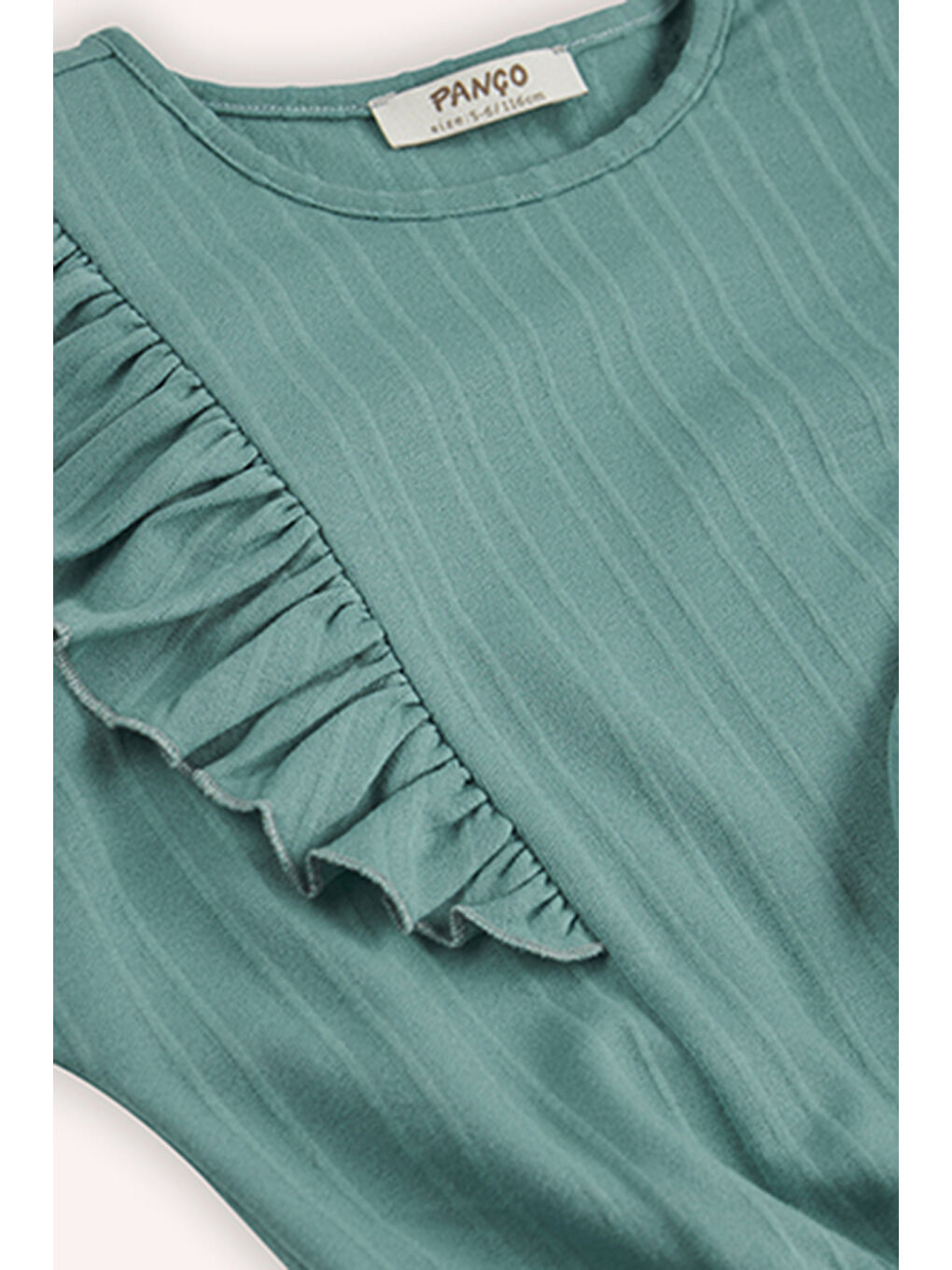 Kız Çocuk Beli Lastikli Yeşil Bluz-4