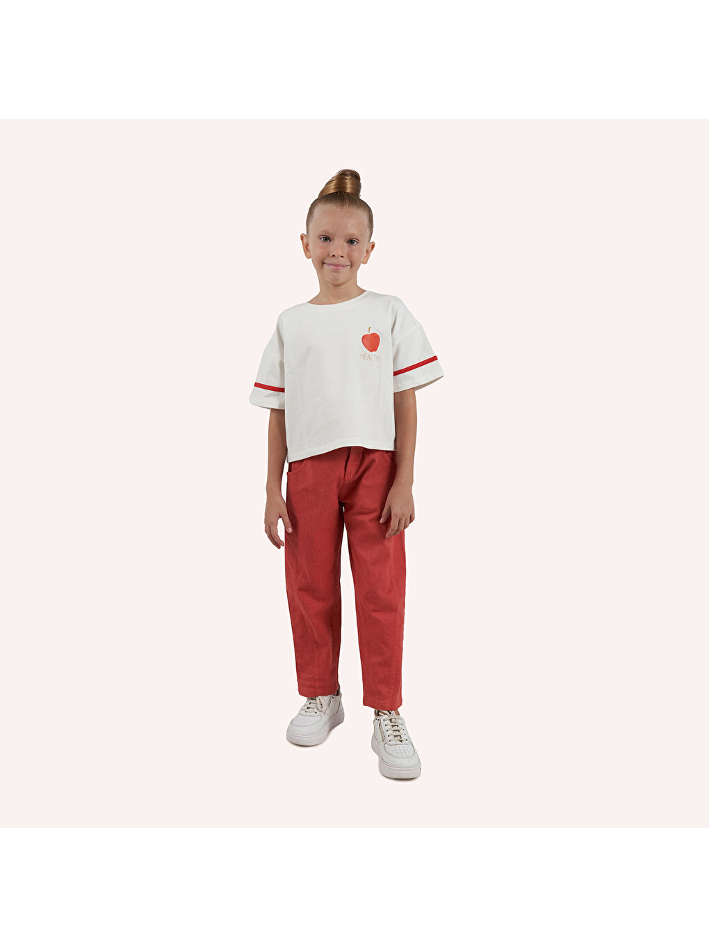 Kız Çocuk Baskı Detaylı Ekru Tişört