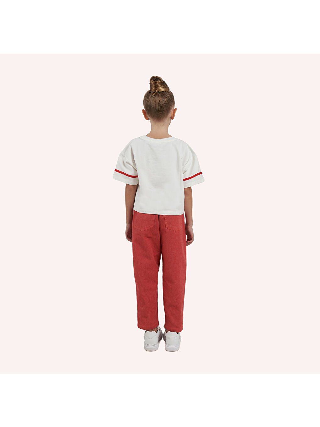 Kız Çocuk Baskı Detaylı Ekru Tişört-1