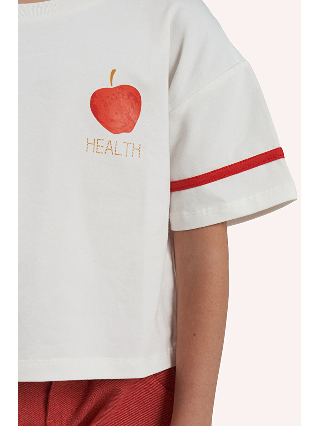 Kız Çocuk Baskı Detaylı Ekru Tişört-2