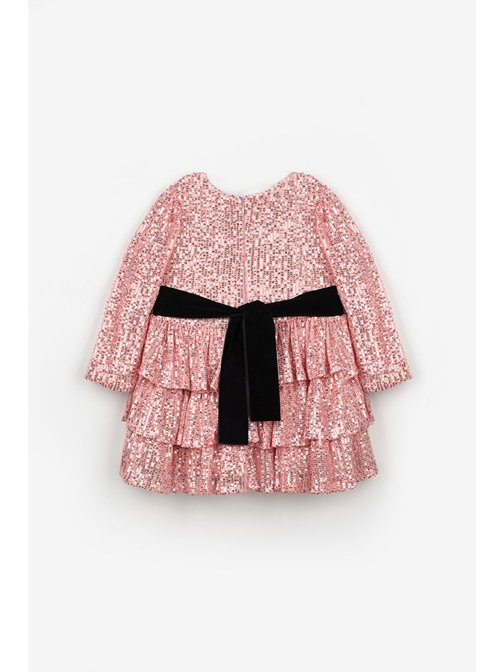 Pembe Pullu Katlı Kız Çocuk Elbise - Liona-5