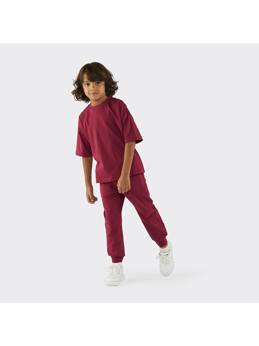 Unisex Çocuk Kısa Kollu Bordo Tişört-3