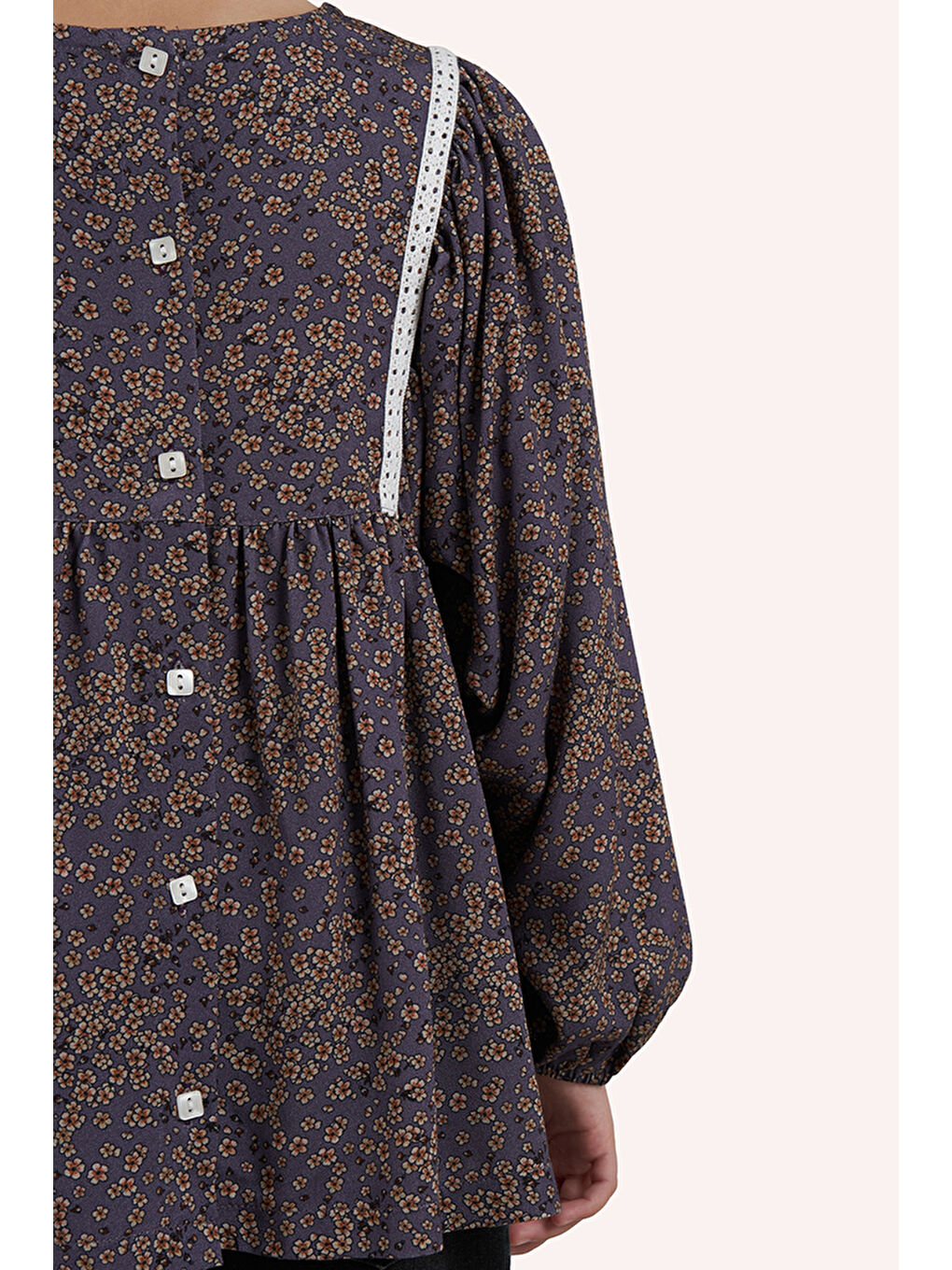 Kız Çocuk Desenli Mor Elbise-4