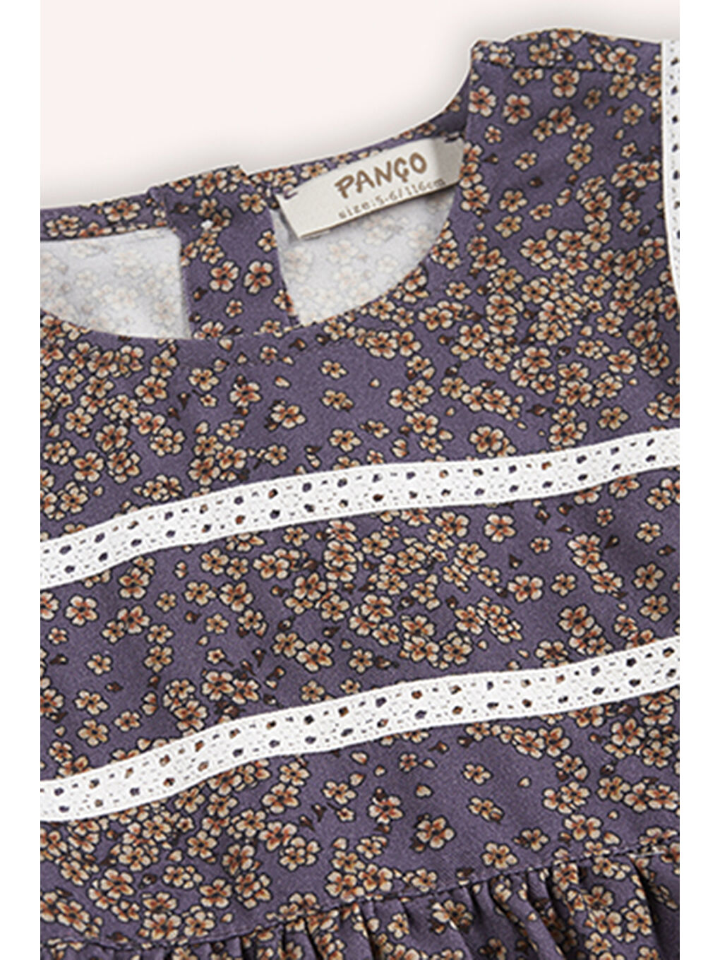 Kız Çocuk Desenli Mor Elbise-5