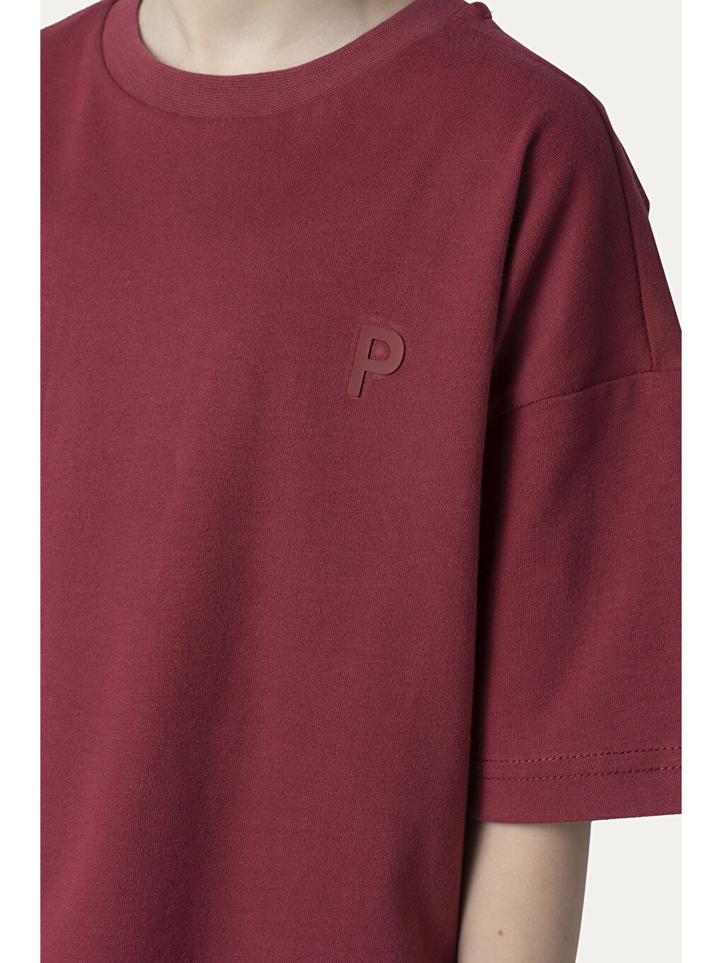 Unisex Çocuk Kısa Kollu Bordo Tişört-6