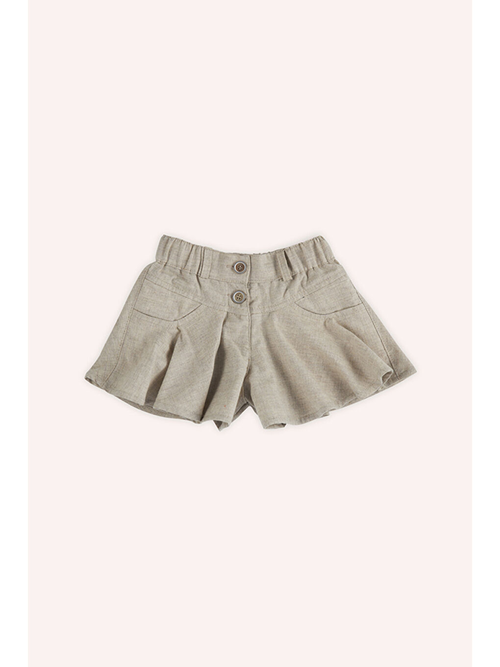 Kız Bebek Düğmeli Bej Şort Etek