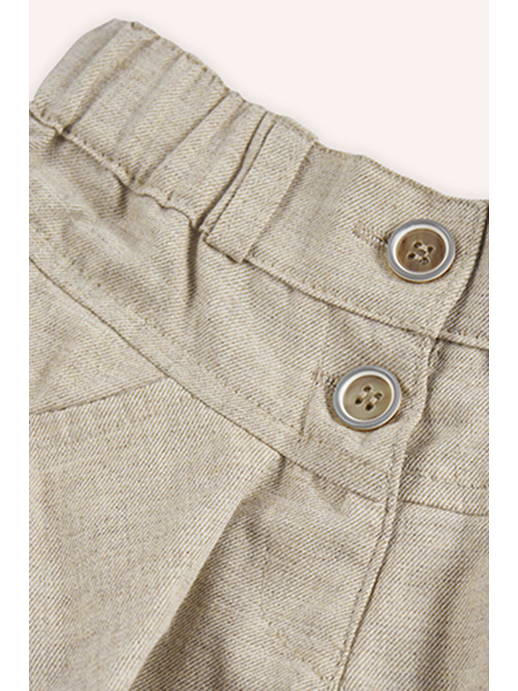 Kız Bebek Düğmeli Bej Şort Etek-2