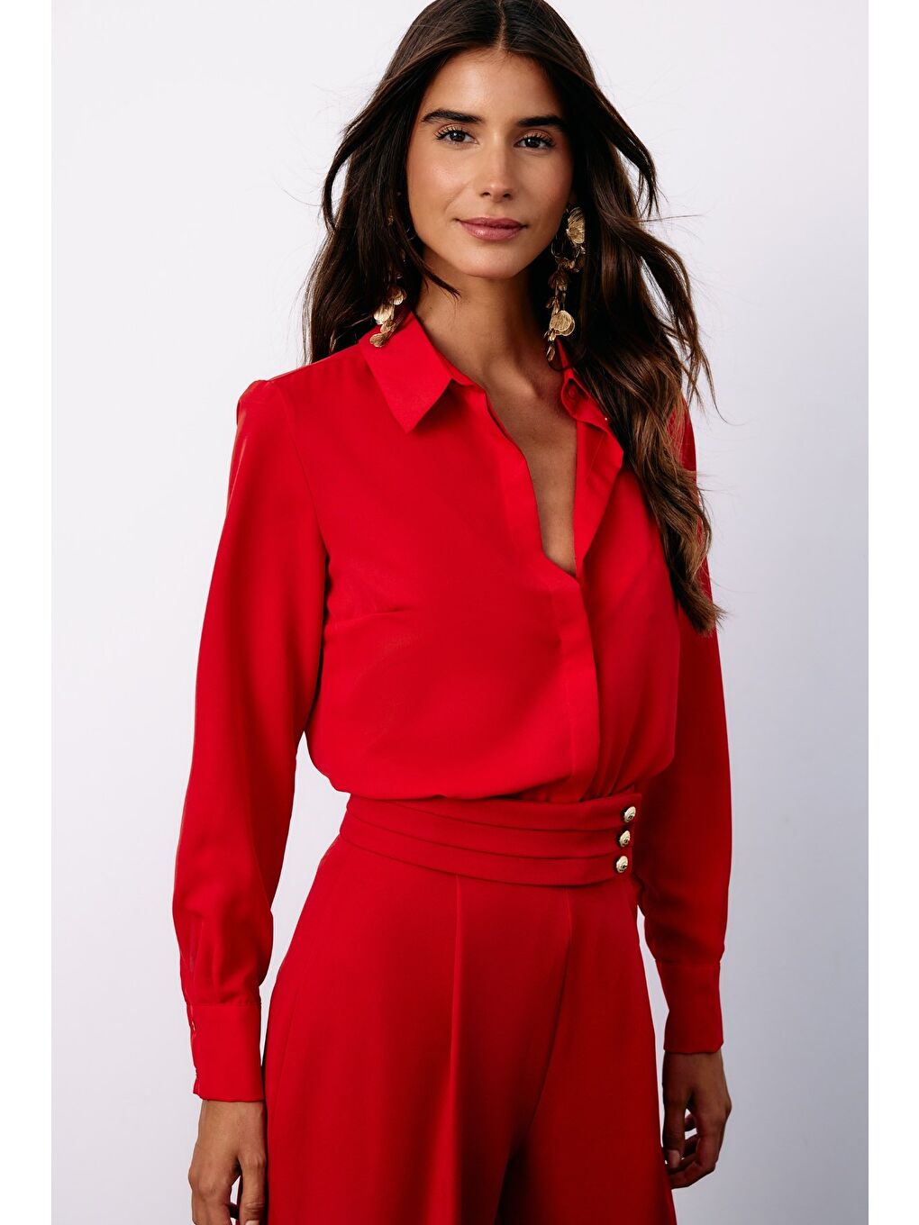 Klasik Düz Gömlek - Kırmızı