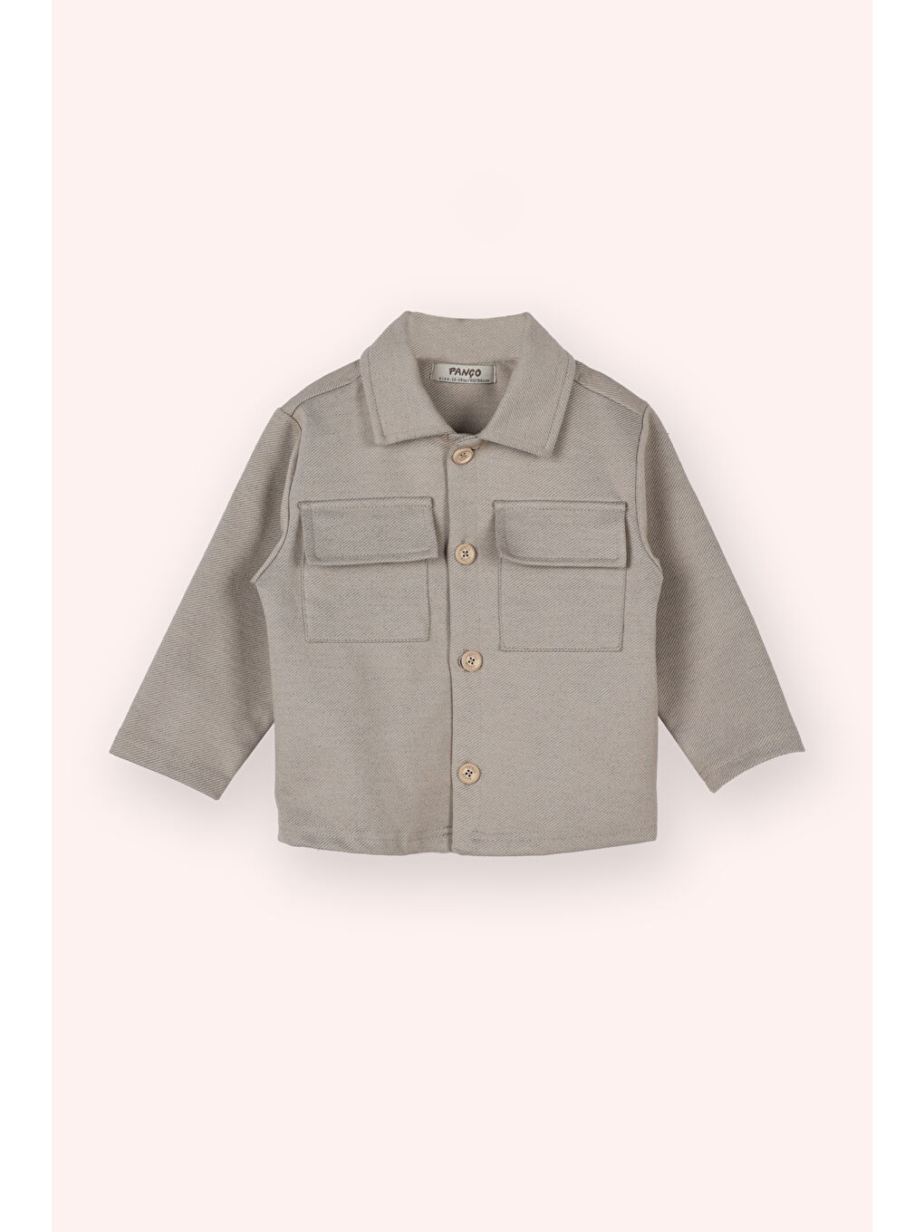 Bej Erkek Bebek Gömlek Yakalı Cep Detaylı Taş Ceket