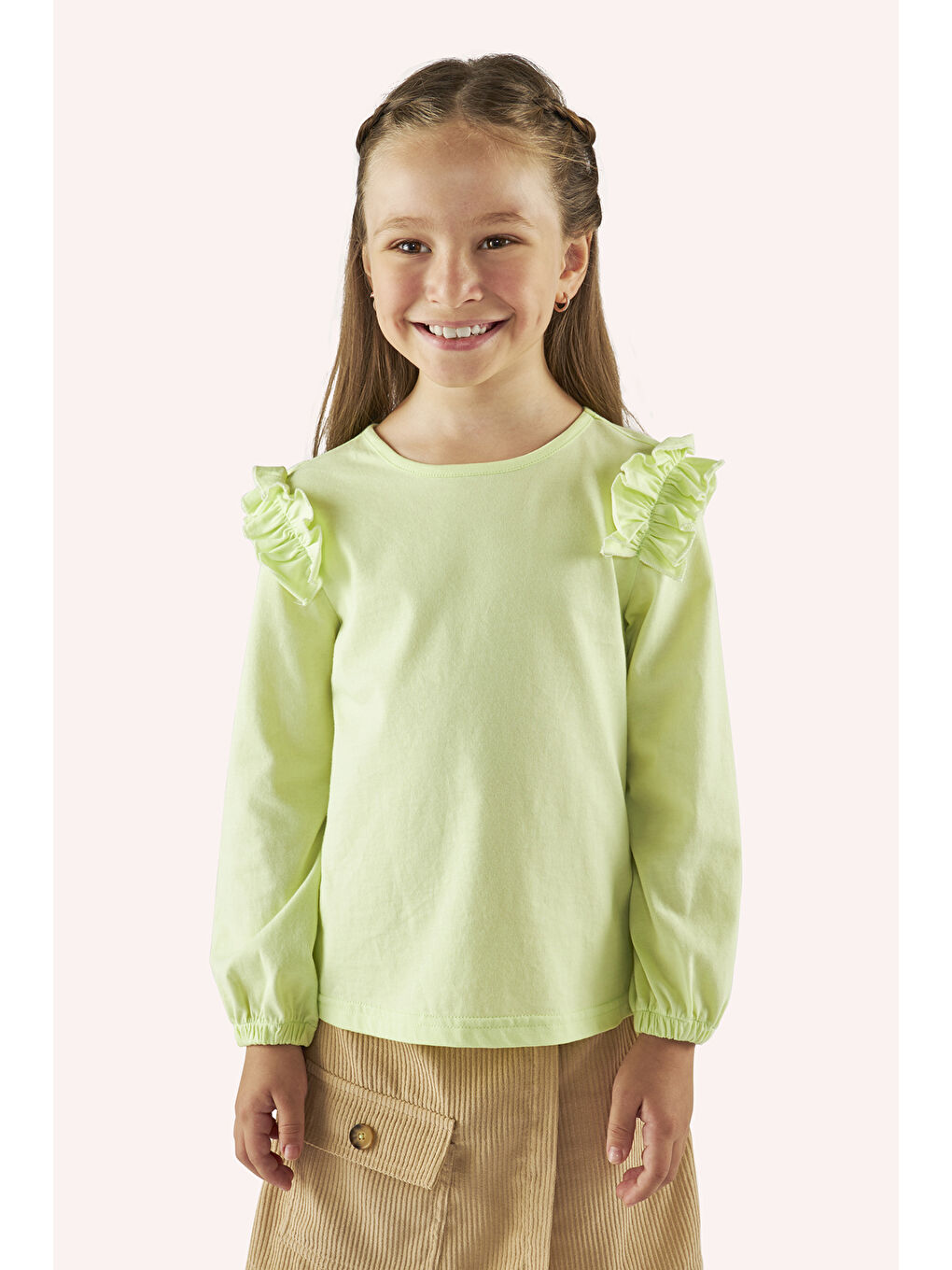 Kız Çocuk Uzun Kollu Yeşil Tişört-1