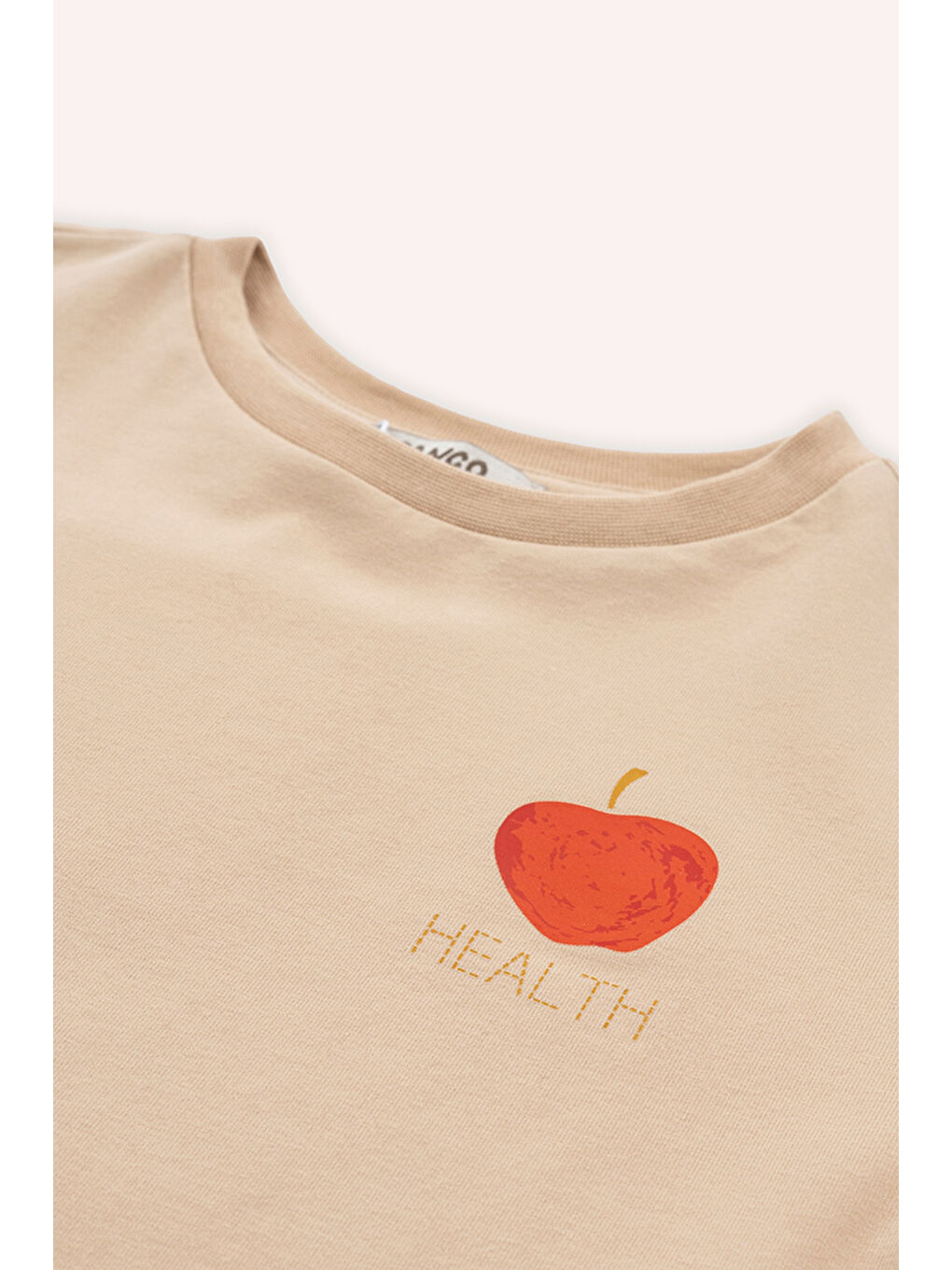 Kız Çocuk Baskı Detaylı Bej Tişört-4