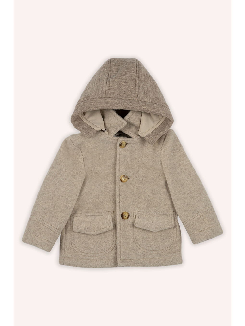 Erkek Bebek Kapüşonlu Bej Kaban
