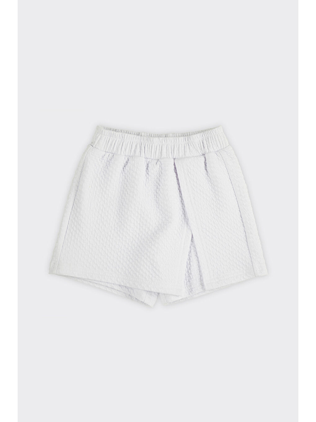 Kız Çocuk Beli Lastikli Beyaz Örme Şort Etek