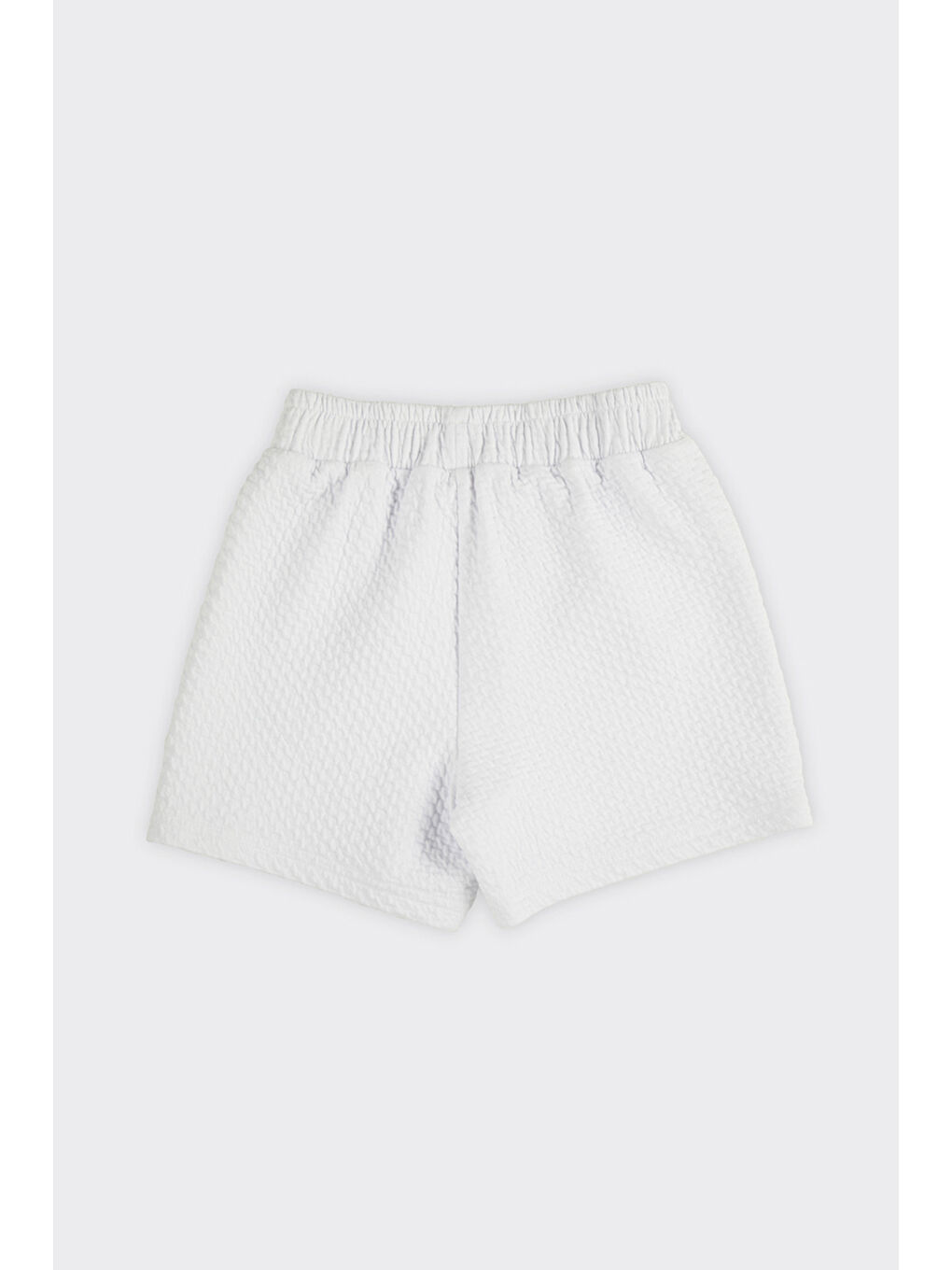 Kız Çocuk Beli Lastikli Beyaz Örme Şort Etek-1