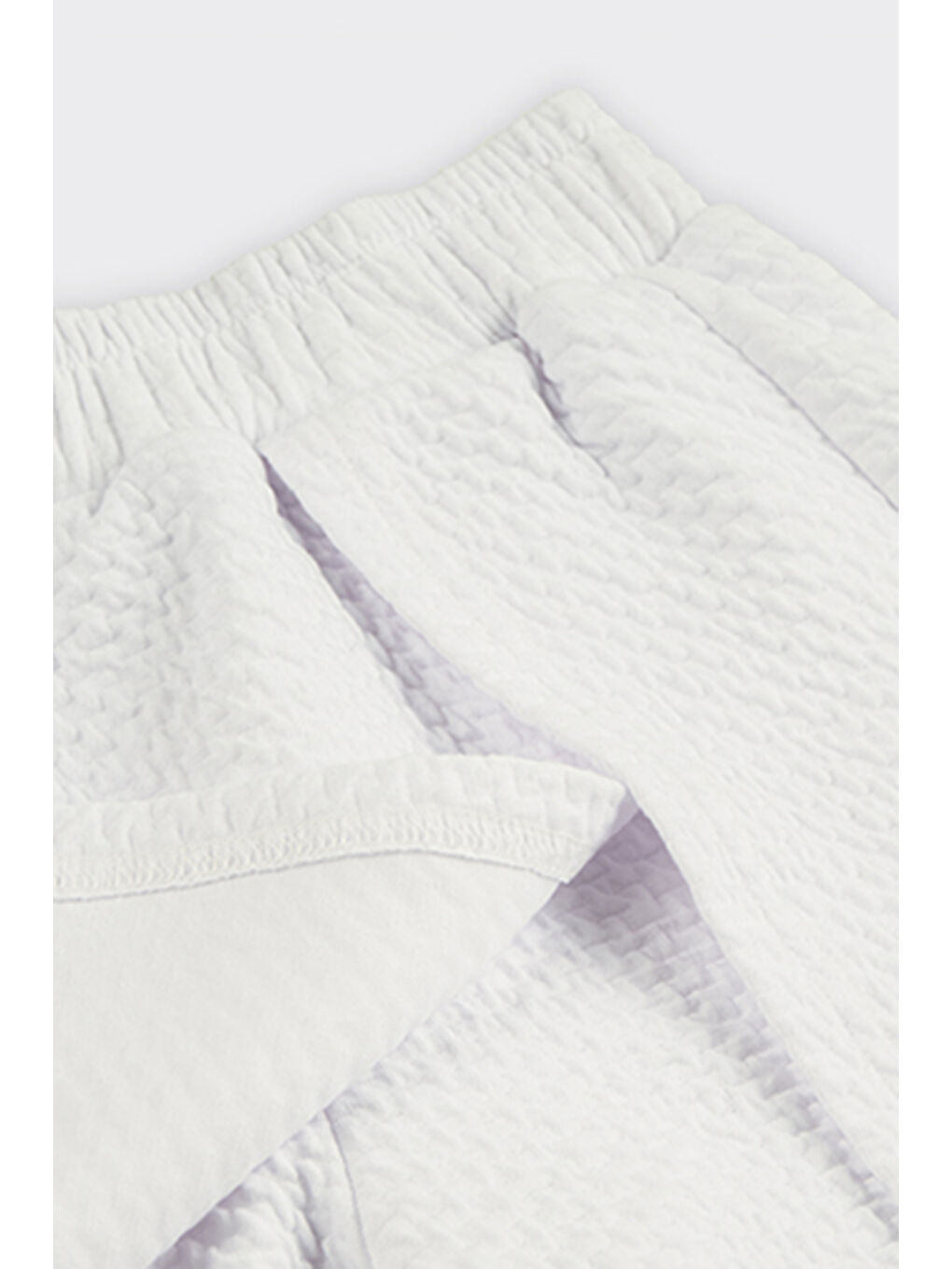 Kız Çocuk Beli Lastikli Beyaz Örme Şort Etek-2