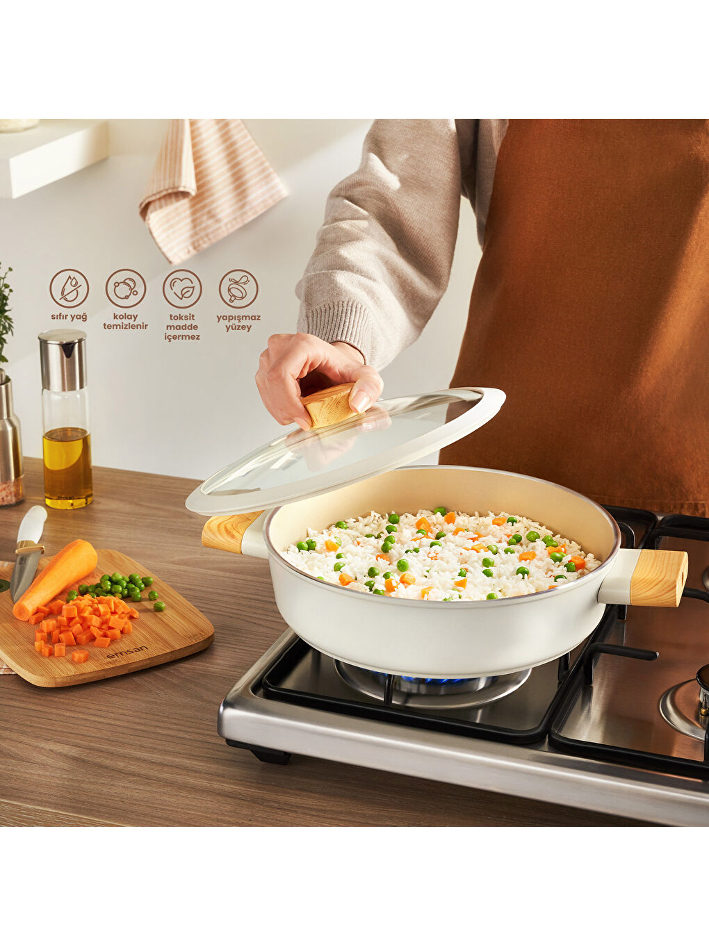 Beyaz Swiss Crystal Pilav/Karnıyarık Tenceresi 22 cm-8