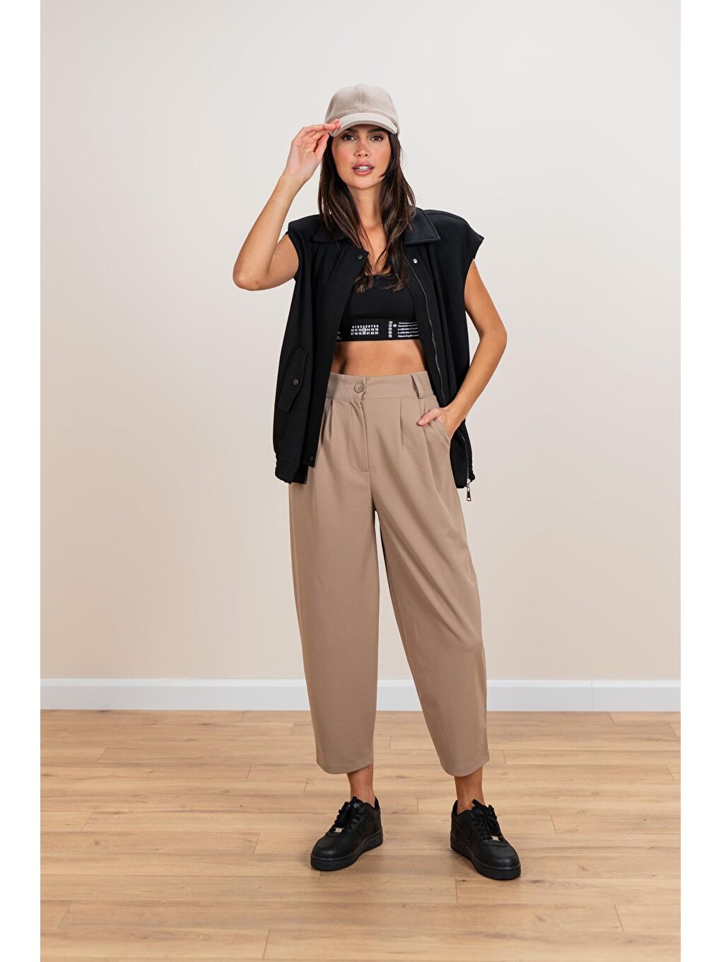 Kadın Siyah Altı Lastikli Bomber Yelek-2