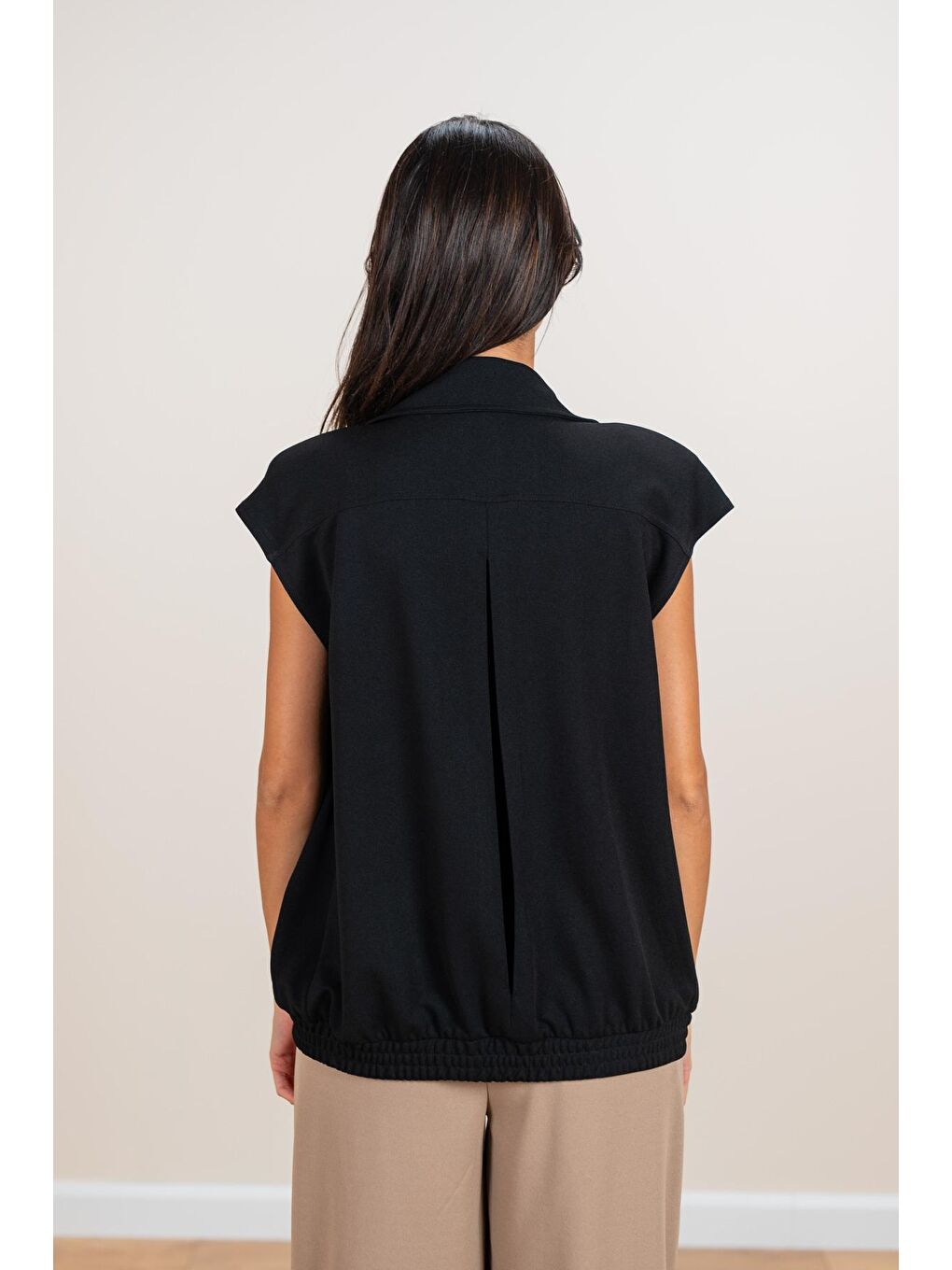 Kadın Siyah Altı Lastikli Bomber Yelek-3