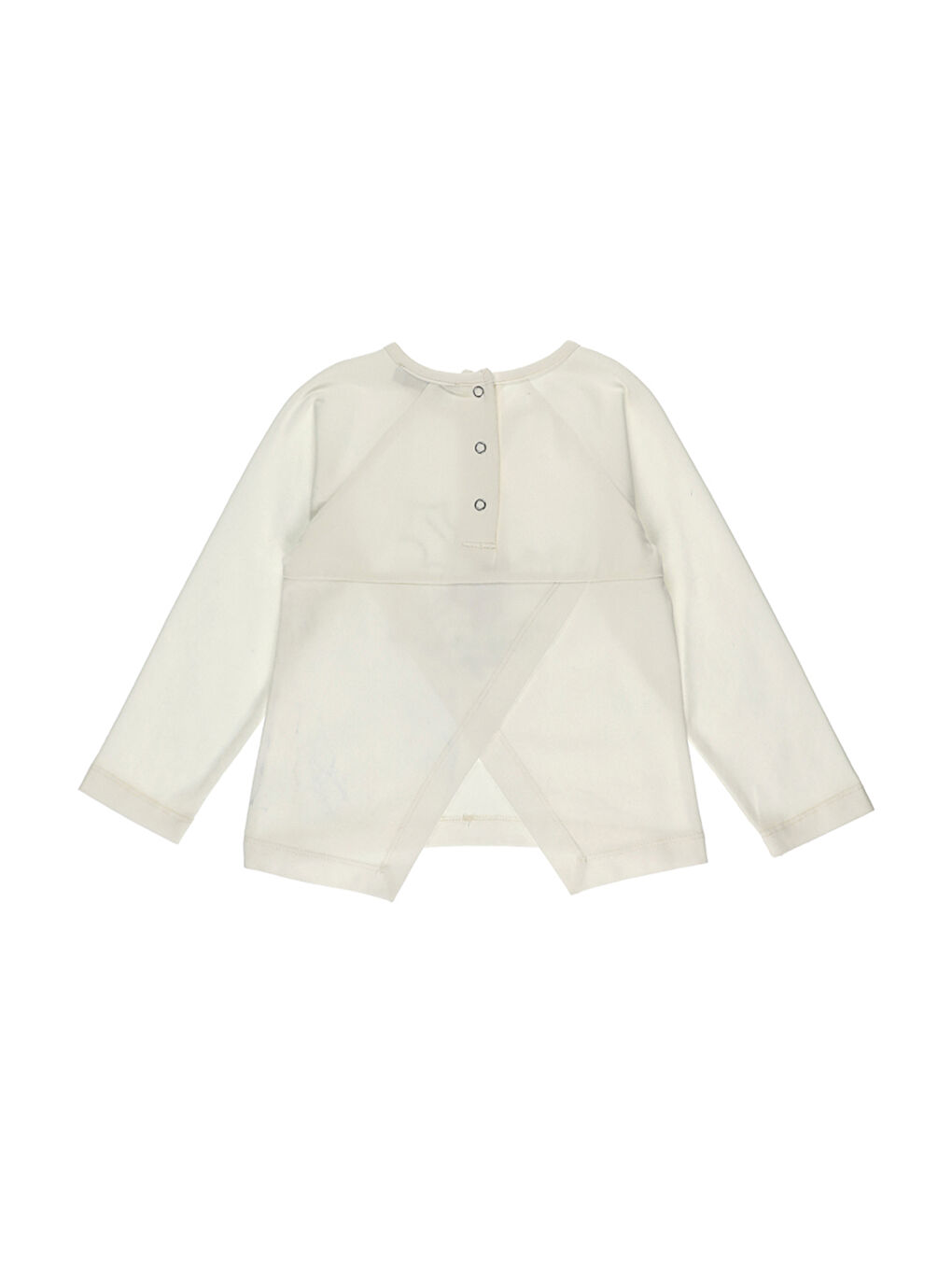 Kız Bebek Nakış Detaylı Uzun Kollu Ekru Tişört-1