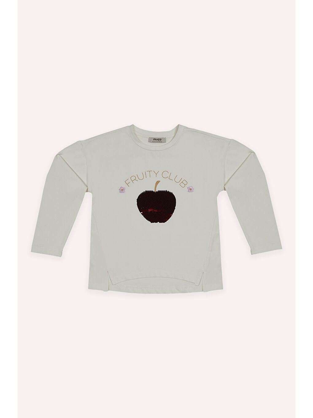 Kız Çocuk Pul Nakış Detaylı Ekru Tişört