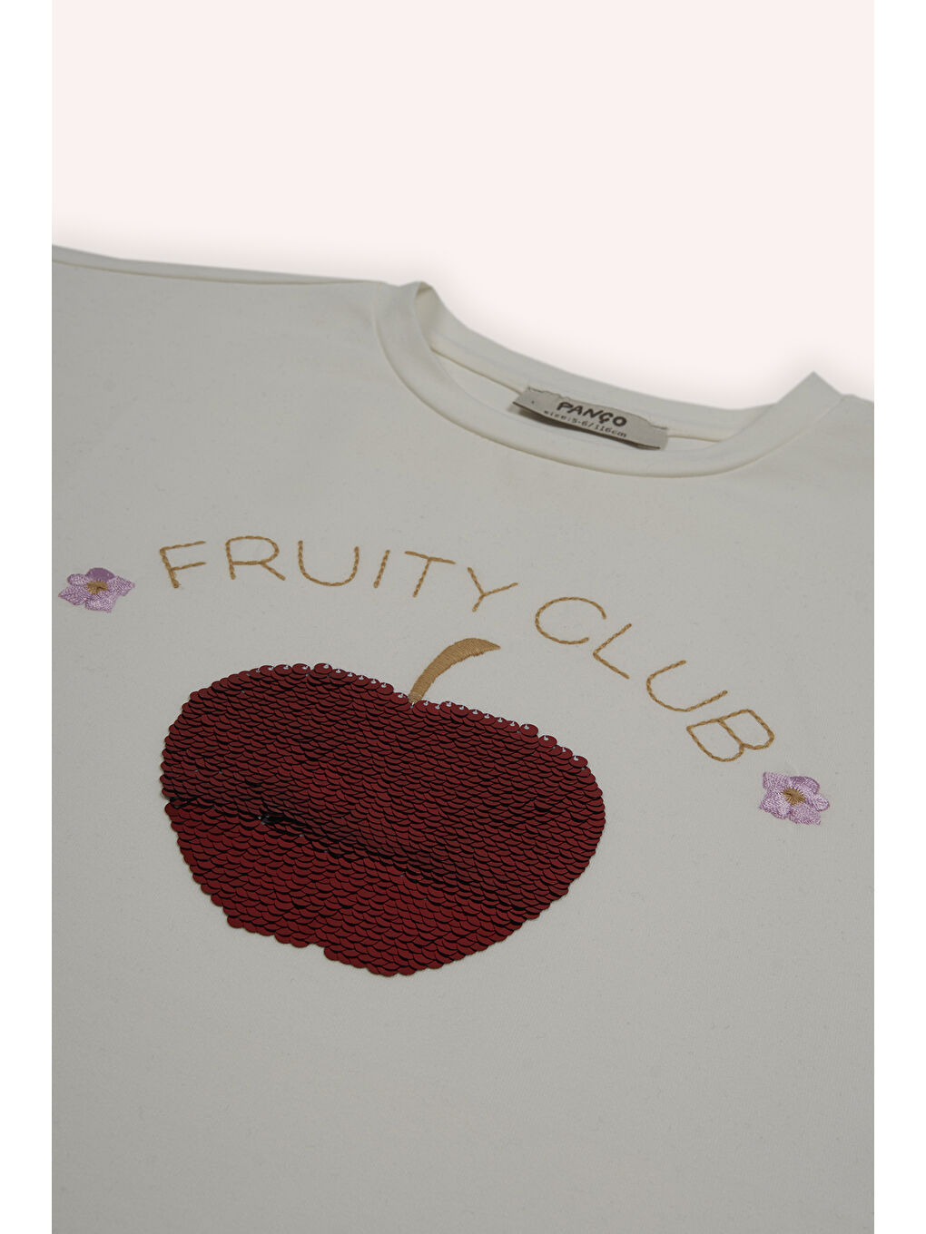 Kız Çocuk Pul Nakış Detaylı Ekru Tişört-2