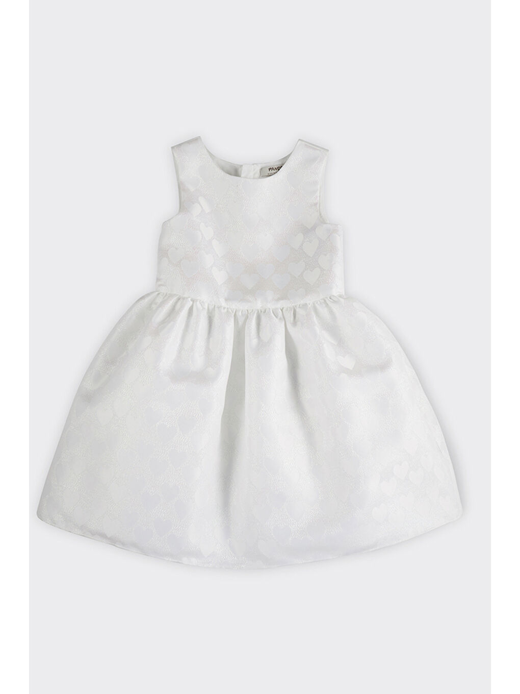 Kız Çocuk Kalp Desenli Beyaz Abiye Elbise