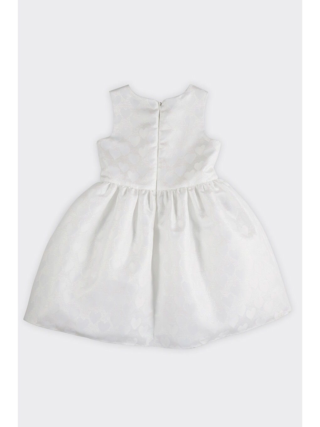 Kız Çocuk Kalp Desenli Beyaz Abiye Elbise-1