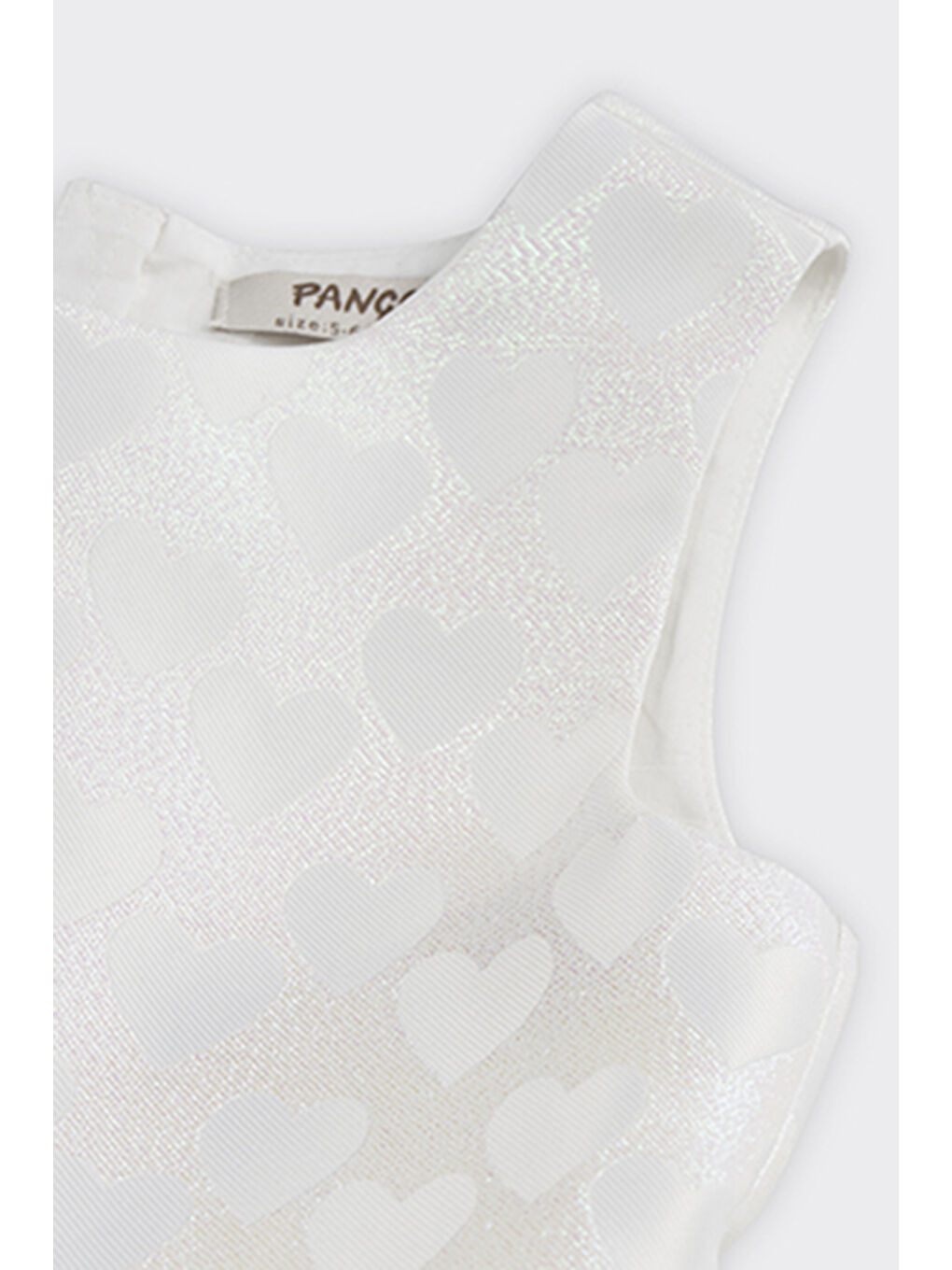 Kız Çocuk Kalp Desenli Beyaz Abiye Elbise-2