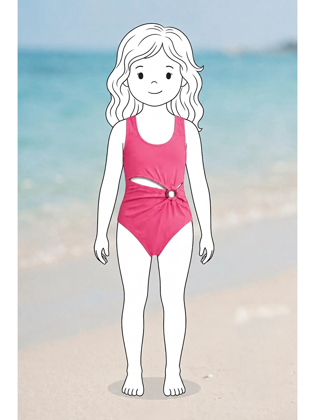 Lila Halka Detaylı Cut-Out Kız Çocuk Mayokini-1